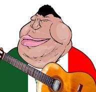 closed_eyes closed_mouth fat featured flag flag:mexico guitar hair happy mexico obese playing_instrument smile soyjak text variant:meximutt // 1500x1434 // 553.4KB