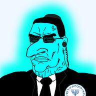 blue_skin clothes earpiece glasses glowing hat israel israeli jewish_nose judaism kike_nose kippah large_nose mossad subvariant:perceptive_chud suit_and_tie sunglasses transparent_background trend:glowie variant:chudjak zionism // 799x799 // 105.9KB