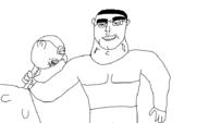 arm buff closed_mouth clothes ear glasses hair hand oekaki open_mouth smile smug soyjak strangling stubble variant:chudjak variant:unknown // 906x533 // 57.1KB