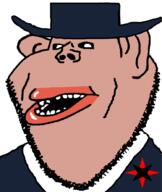 amerimutt brown_skin clothes ear mutt open_mouth quaker soyjak stubble subvariant:impish_amerimutt variant:impish_soyak_ears // 748x887 // 77.5KB