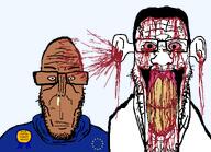 2soyjaks award blood blood_drip blood_from_eyes blood_from_mouth blood_on_face bloodshot_eyes booger brown_skin closed_mouth clothes cracked_teeth ear european_union glasses gums hair jacket most_obsessed_faggot_award nosebleed ogre_ears soyjak stick stubble subvariant:chudplier subvariant:euromutt surprised teeth variant:chudjak variant:markiplier_soyjak yellow_teeth // 1268x915 // 134.9KB