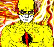 chud comic dc_comics drawn_background muscles muscular_male reverse_flash soyjak subvariant:chudjak_front subvariant:muscular_chud superhero the_flash tv_show variant:chudjak vein // 1059x929 // 814.8KB