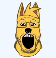 animal cat emoticon glasses hair open_mouth soyjak stubble variant:markiplier_soyjak yellow yellow_skin // 800x833 // 106.7KB
