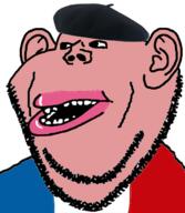 amerimutt beret ear flag flag:france france open open_mouth soyjak stubble subvariant:impish_amerimutt variant:impish_soyak_ears // 598x686 // 150.4KB