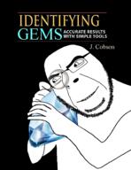 arm book cover diamond gem glasses holding_gem holding_object looking_down looking_to_the_left magnifying_glass smile soyjak stubble teeth text variant:cobson // 4344x5648 // 6.7MB