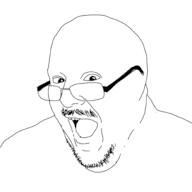 glasses mustache open_mouth soyjak stubble variant:burnsjak // 2000x2000 // 244.5KB