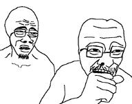 facial_hair fist glasses hand laugh_lines laughing nuvariant streamer two_soyjaks variant:unknown // 695x546 // 26.9KB