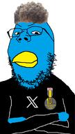 badge black_shirt blue_skin closed_mouth crossed_arms looking_at_you smile smug soyjak soyjak_party twitter variant:gapejak zoomer zoomer_hair // 1002x1784 // 416.5KB