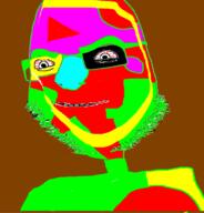 bloodshot_eyes brown_background colorful distorted glasses redraw smile soyjak stubble variant:cobson // 676x707 // 53.8KB
