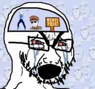 angry animated bloodshot_eyes closed_mouth clothes crying dance fast gangnam_style glasses hat jakparty_soy kgb laughing military_cap multiple_soyjaks neutral open_mouth rent_free sign soyjak stubble text thick_eyebrows uniform variant:cobson variant:cryboy_soyjak variant:kuzjak // 1080x1012 // 397.1KB