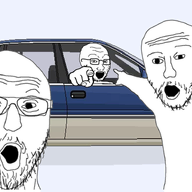 3soyjaks arm car glasses hand mustache open_mouth pointing pointing_at_viewer soyjak stubble variant:soyak variant:two_pointing_soyjaks window // 935x759 // 258.2KB