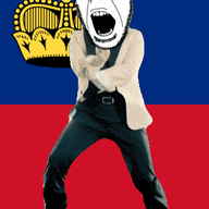 angry animated country cross crown dance flag flag:liechtenstein full_body gangnam_style glasses irl liechtenstein open_mouth soyjak stubble variant:cobson // 300x460 // 503.4KB