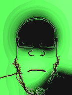 2024 closed_mouth glasses glowing green_skin looking_at_you meta:low_resolution neutral radioactive stubble subvariant:neutralplier variant:markiplier_soyjak // 192x254 // 48.0KB