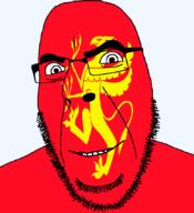 angry animal county flag flag:troms glasses griffin hair looking_to_the_left norway smile soyjak stubble teeth thick_eyebrows transparent_background troms variant:cobson // 775x849 // 33.7KB