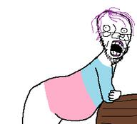 glasses hair open_mouth purple_hair soyjak stubble tranny variant:unknown // 255x233 // 5.2KB