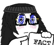 alternate beanie blue_eyes blush fact glasses hair holding_object text variant:soytan // 370x307 // 15.0KB