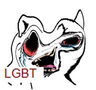 bloodshot_eyes distorted furry glasses lgbt_(4chan) slopjak soyjak tongue tranny tranny_meme variant:unknown // 312x293 // 69.4KB