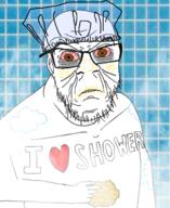 arm bloodshot_eyes clothes ear glasses hand hat heart holding_object soyjak stubble variant:feraljak // 1011x1238 // 1.6MB