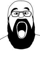 ai_generated beard glasses open_mouth soyjak template tongue variant:dustin // 256x374 // 14.3KB