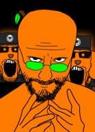 3soyjaks Fdl beard froot glasses glowing hand looking_at_you meta:tagme orange orange_(fruit) orange_skin soyjak variant:eviljak variant:markiplier_soyjak // 700x967 // 132.0KB