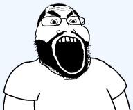 aliased angry balding beard clothes glasses merge open_mouth series:fusionjaks soyjak stubble subvariant:science_lover2 template transparent_background variant:markiplier_soyjak2 // 1193x979 // 28.3KB