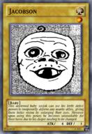 2021 baby card deformed hair mustache soyjak subvariant:jacobson text variant:a24_slowburn_soyjak yugioh // 419x610 // 301.6KB