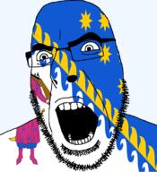 angry dnipropetrovsk_oblast flag flag:dnipropetrovsk_oblast glasses hair human looking_to_the_left oblast open_mouth plant soyjak star_(symbol) stubble teeth thick_eyebrows ukraine variant:cobson // 721x789 // 146.0KB