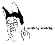 blush closed_eyes closed_mouth ear fox furry glasses hair hand redraw soyjak variant:chudjak // 823x680 // 13.5KB