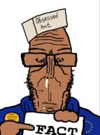 angry award beard brown_skin closed_mouth crying european european_union fact flag flag:european_union glasses hand most_obsessed_faggot_award mutt red_eyes serious_hathat shitskin star_(symbol) subvariant:euromutt sweater variant:markiplier_soyjak // 594x797 // 46.2KB
