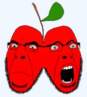 2soyjaks angry cherry food fruit glasses objectsoy open_mouth sad series:fruiterz! soyjak stubble variant:cobson // 1000x1121 // 67.2KB