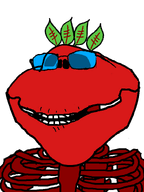 beetroot broot emoticon glasses leaf red_skin series:brootmoji skeleton skull stubble transparent_background variant:impish_soyak_ears 💀 // 598x800 // 21.4KB