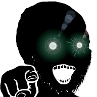 black_skin glowing glowing_eyes hand inverted open_mouth pointing pointing_at_viewer soyjak stubble subvariant:soyak_(crazed) thougher transparent_background variant:soyak // 463x489 // 68.0KB