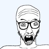 angry glasses iris open_mouth series:fusionjaks soyjak stubble variant:casnatus variant:feraljak wrinkles // 800x800 // 15.7KB