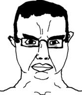 angry closed_mouth ear frown glasses hair lips soyjak subvariant:chudjak_front template thick_eyebrows variant:chudjak // 484x561 // 19.9KB