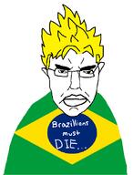 angry brazil clothes dragon_ball flag flag:brazil glasses hair lips millions_must_die pun subvariant:chudjak_front super_saiyan variant:chudjak // 630x830 // 30.0KB