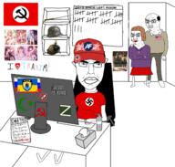 america_first anime azov_battalion balding christianity clothes communism computer crescent dna father female flag full_body glasses hearts_of_iron helmet i_heart islam katana loli lotion maga mother mutt nazbol nazism pickelhaube pol_(4chan) poster russia shelf skirt sonnenrad soyjak stahlhelm subvariant:chudjak_front subvariant:female_chudjak swastika text tissue tranny ukraine united_states vaccine variant:chudjak z_(russian_symbol) // 2250x2144 // 1.2MB