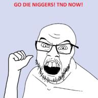 angry arm glasses hand nigger open_mouth pointing soyjak stubble text total_nigger_death variant:feraljak // 1640x1640 // 82.6KB
