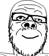 closed_mouth distorted glasses smile soyjak stubble variant:a24_slowburn_soyjak // 719x823 // 195.9KB
