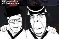 2soyjaks friendship glasses guts_and_blackpowder hand happy looking_at_you napoleonic_war no_more_brother_wars roblox smile soyjak stubble variant:cobson variant:feraljak // 1920x1280 // 538.4KB