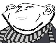 big_nose blue_eyes closed_mouth despicable_me gru neutral scarf soyjak stretched stubble sweater variant:impish_soyak_ears // 598x461 // 28.5KB