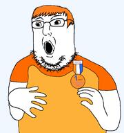 arm clothes glasses hair hand open_mouth orange_hair soyjak soyzellig_party stubble tshirt variant:norwegian zach zarty // 723x770 // 48.0KB