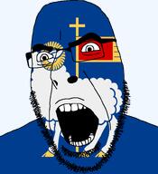 angry animal christianity country county cross flag flag:gotland glasses gotland hair looking_to_the_left open_mouth sheep soyjak stubble sweden teeth thick_eyebrows transparent_background variant:cobson // 721x789 // 72.2KB