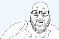 bald beard glasses open_mouth soyjak stubble teeth the_quartering the_quatering thumbs_up transparent_background variant:unknown white_skin // 843x562 // 12.7KB
