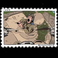 army drone hohol military military_uniform open_mouth phone russia russian_language screaming soyjak tank ukraine ukrainian_flag variant:gapejak war // 1280x1280 // 190.6KB