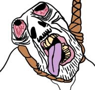 bloodshot_eyes deformed mustache open_mouth rope soyjak stubble subvariant:brunetto template tongue variant:bernd yellow_teeth // 728x694 // 164.2KB