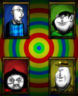 background clothes clubs collared_shirt deformed diamond_(shape) ear eyelashes fedora female frame glasses hair hair_clip hat heart lips pattern portrait shading smile soyjak spade stubble subvariant:crazyguyjak subvariant:female_impish_ears subvariant:michijak subvariant:wholesome_soyjak variant:blabberson variant:feraljak variant:gapejak vest // 1222x1497 // 1.1MB