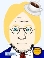 Teasuck_(user) a10_eyes aryan award blond clothes cup glasses hair john_lennon lennonjak self_insert soyjak stubble suit suit_and_tie swastika tea variant:lennonjak // 600x800 // 110.8KB