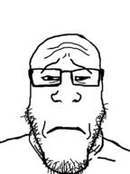 closed_mouth frown glasses sad soyjak stubble tired variant:markiplier_soyjak // 600x800 // 100.8KB