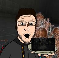 arm boneworks brown_hair game glasses hair hand holding_object holding_plate open_mouth plate soyjak stubble variant:platejak video video_game white_skin // 486x480, 288.4s // 29.1MB