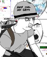 closed_mouth clothes gem_skin glasses gun mouth_open pixelcanvas radio raid soyjak stubble variant:chudjak variant:cobson variant:impish_soyak_ears vietnam_war // 988x1219 // 329.2KB